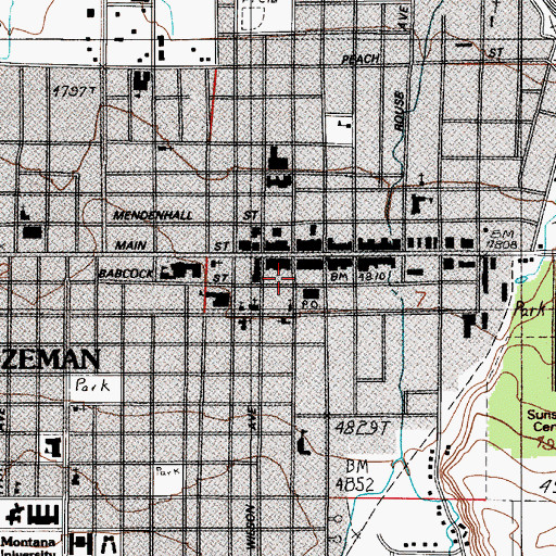 Topographic Map of First Presbyterian Church, MT