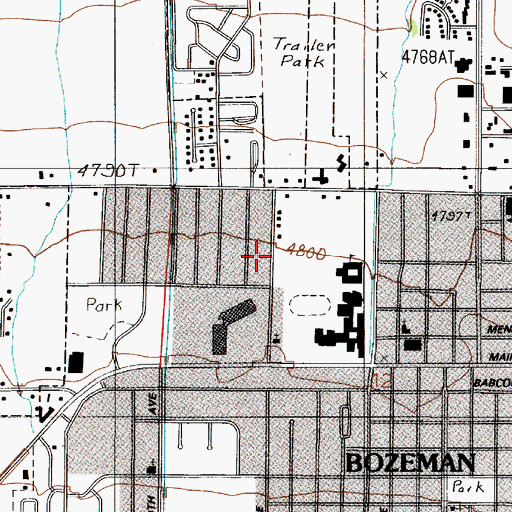 Topographic Map of Kirkwood Baptist Church, MT