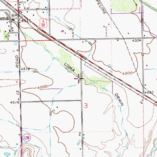 Topographic Map of Loma Drain, CO