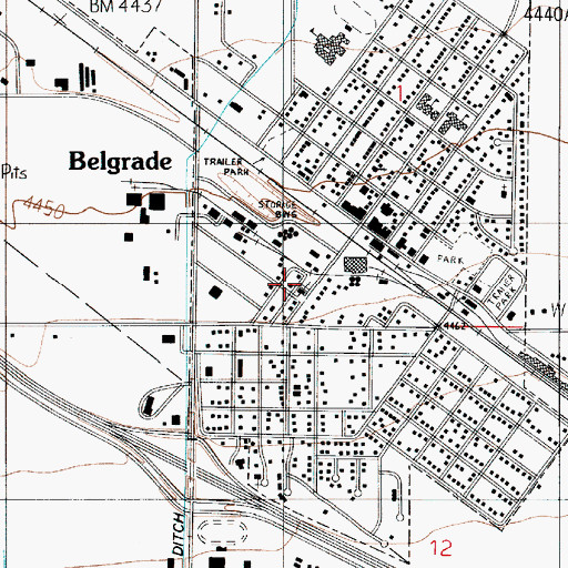 Topographic Map of Belgrade Community Church, MT