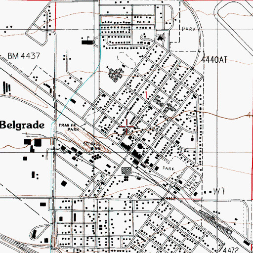 Topographic Map of Belgrade Baptist Church, MT