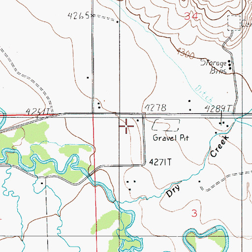 Topographic Map of Dry Creek Post Office (historical), MT