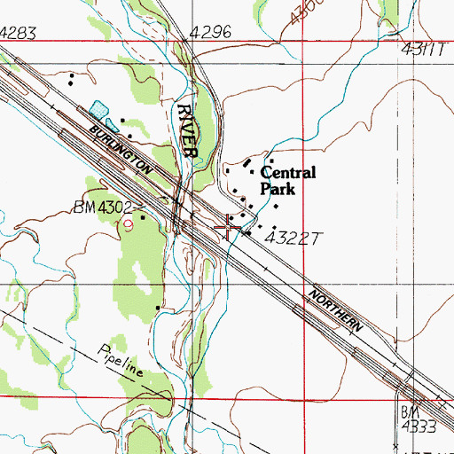 Topographic Map of Central Park Post Office (historical), MT