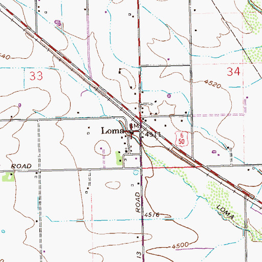 Topographic Map of Loma, CO