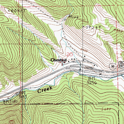 Topographic Map of Chesnut Post Office (historical), MT