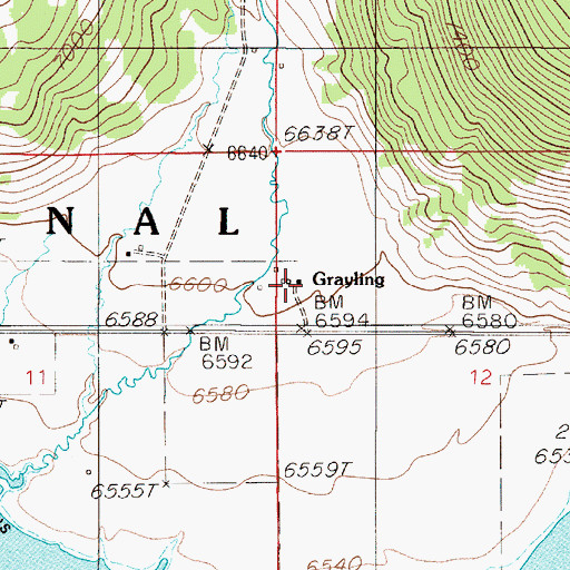 Topographic Map of Grayling Post Office (historical), MT