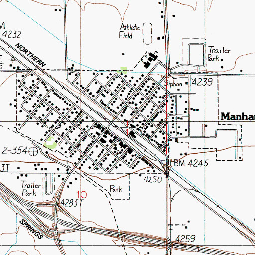 Topographic Map of Manhattan Post Office, MT