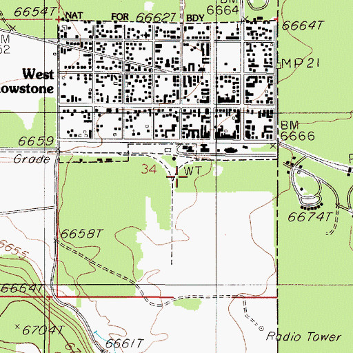 Topographic Map of West Yellowstone Post Office, MT