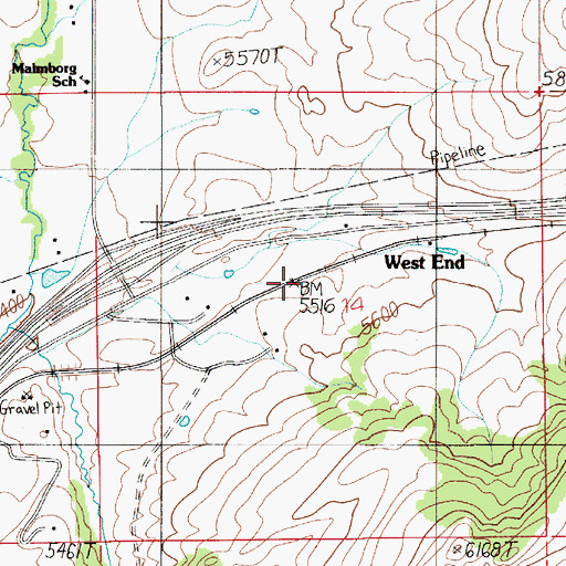 Topographic Map of Timberline Post Office (historical), MT