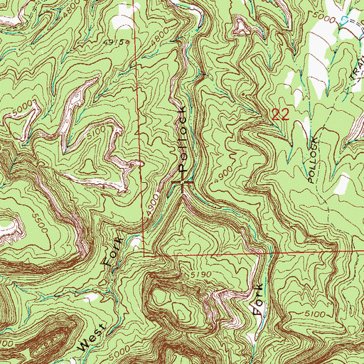 Topographic Map of East Fork Pollock Canyon, CO