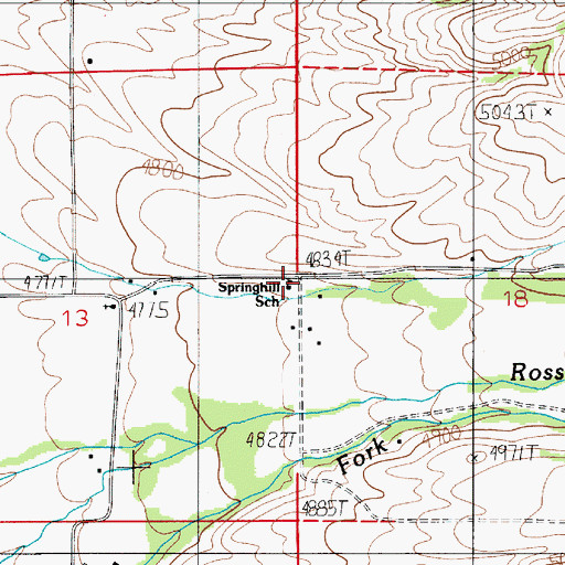 Topographic Map of Springhill, MT