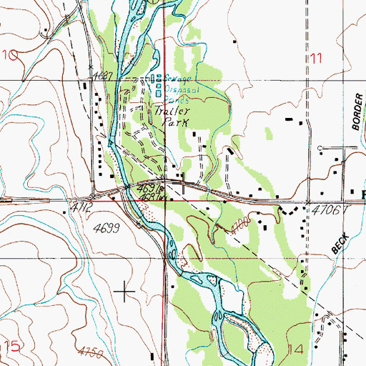 Topographic Map of Sheds (historical), MT