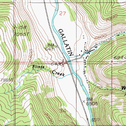 Topographic Map of Eldridge (historical), MT