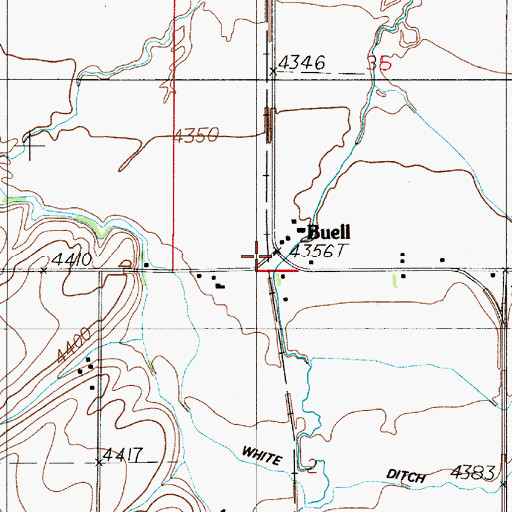 Topographic Map of Buell (historical), MT