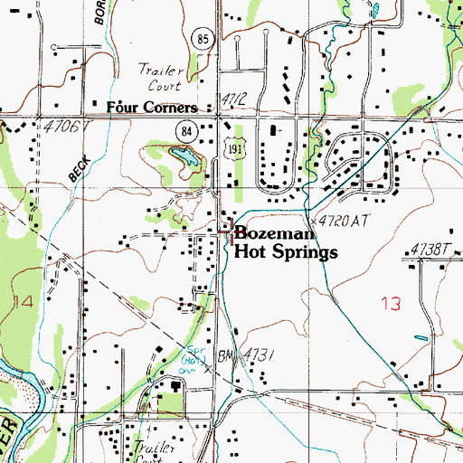 Topographic Map of Hot Springs (historical), MT