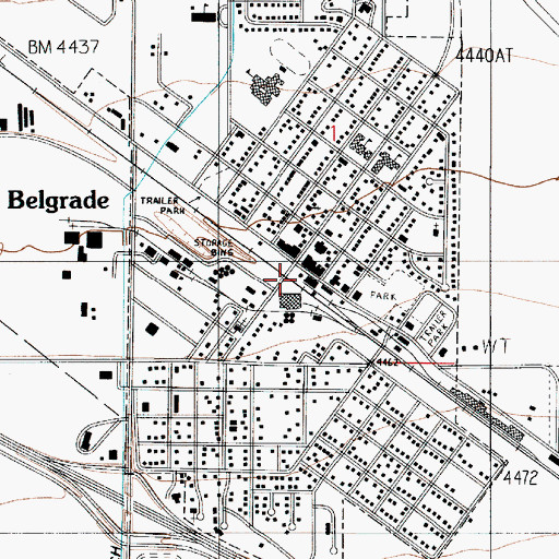 Topographic Map of Belgrade, MT