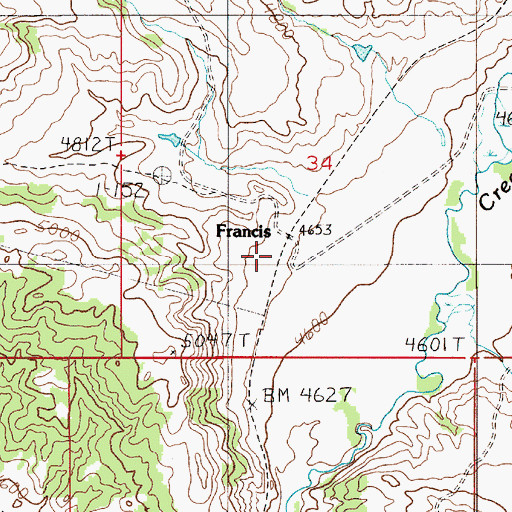Topographic Map of Francis (historical), MT