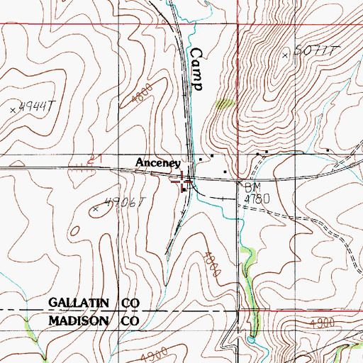 Topographic Map of Anceney (historical), MT