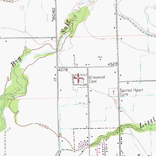 Topographic Map of Elmwood Cemetery, CO