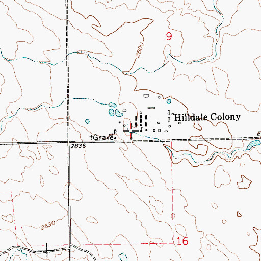 Topographic Map of Hilldale Colony School, MT