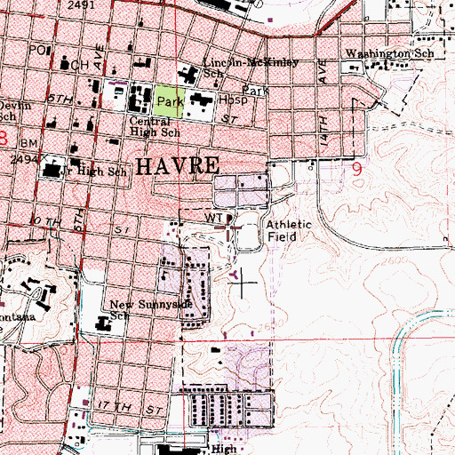 Topographic Map of American Legion Park, MT