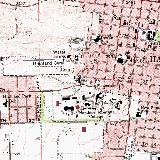 Topographic Map of Deaconess Park, MT