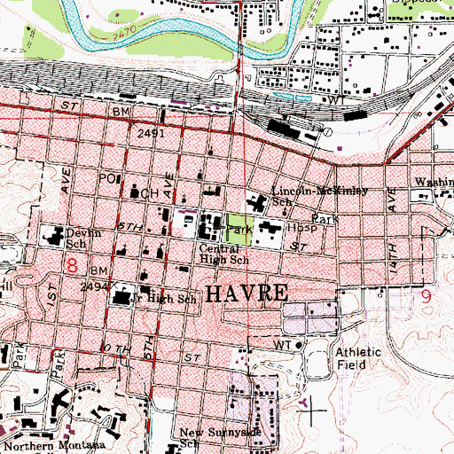 Topographic Map of Pepin Park, MT
