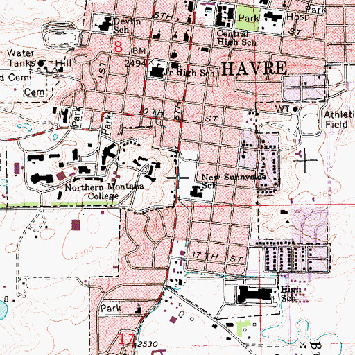 Topographic Map of Sixth Avenue Park, MT
