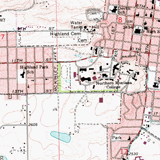 Topographic Map of Armory - Gymnasium, MT