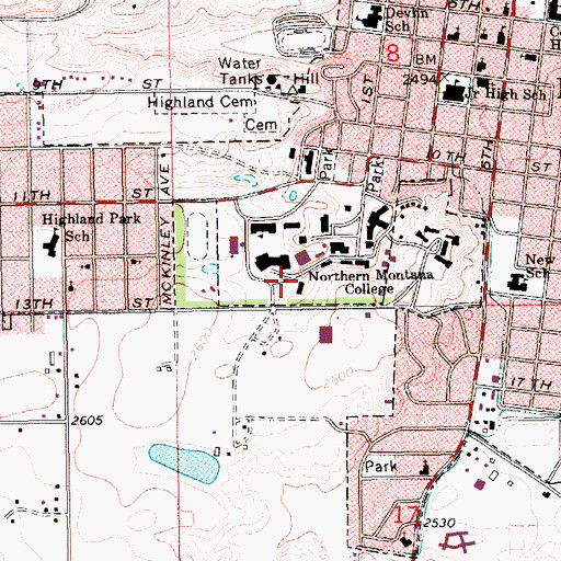 Topographic Map of Farm Mechanics Building, MT