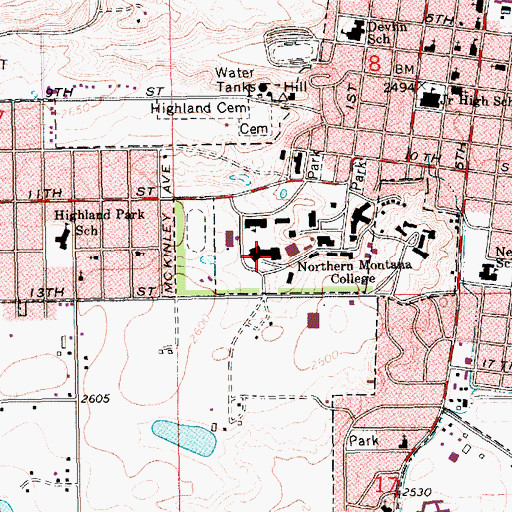 Topographic Map of Brockmann Center, MT
