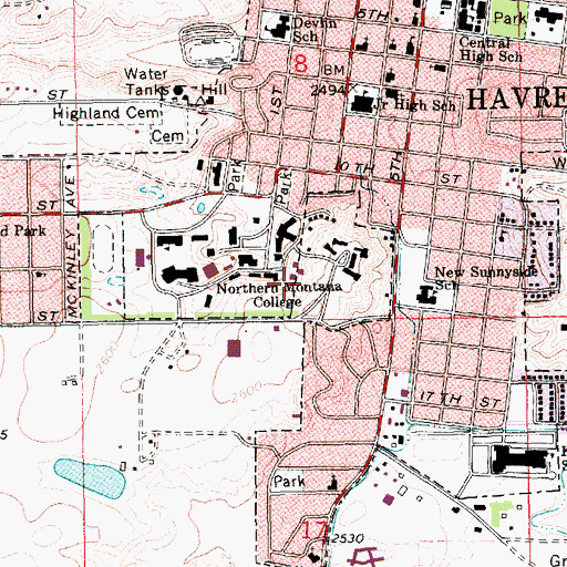 Topographic Map of MacKenzie Hall, MT