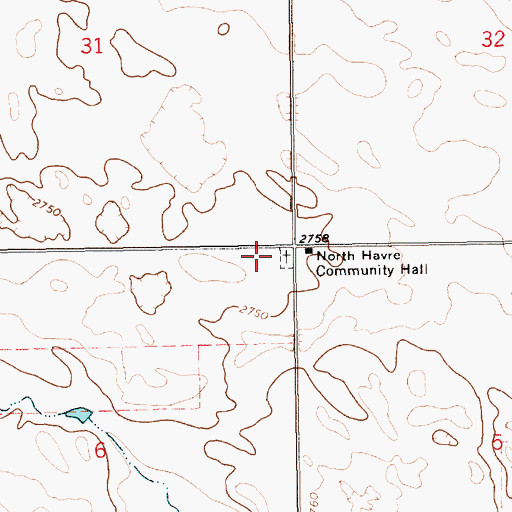 Topographic Map of North Havre Lutheran Church (historical), MT