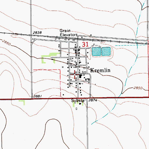 Topographic Map of Kremlin United Methodist Church, MT
