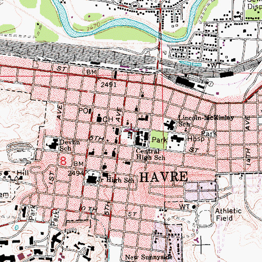 Topographic Map of Saint Jude Thaddeus Catholic Church, MT