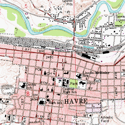 Topographic Map of Salvation Army Church, MT