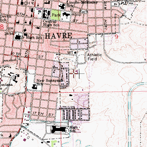 Topographic Map of Saint Pauls Lutheran Church, MT