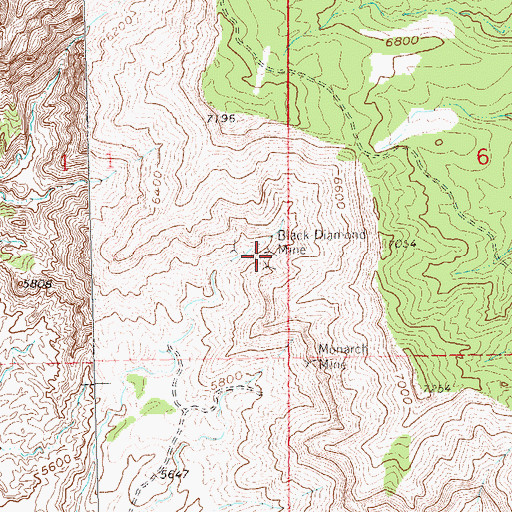 Topographic Map of Black Diamond Mine, CO