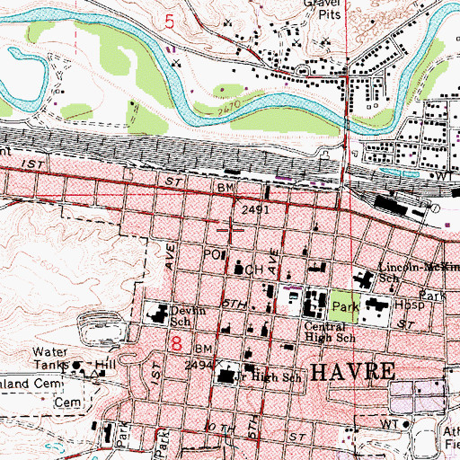 Topographic Map of Ark Church, MT