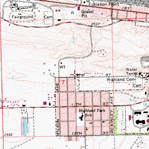 Topographic Map of Assembly of God Church, MT