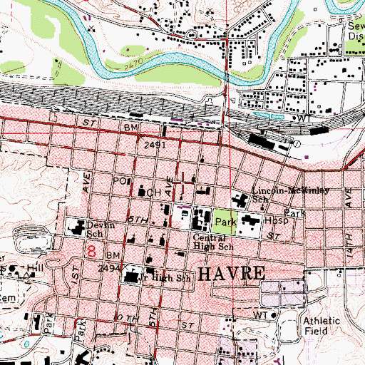 Topographic Map of United Pentecostal Church, MT