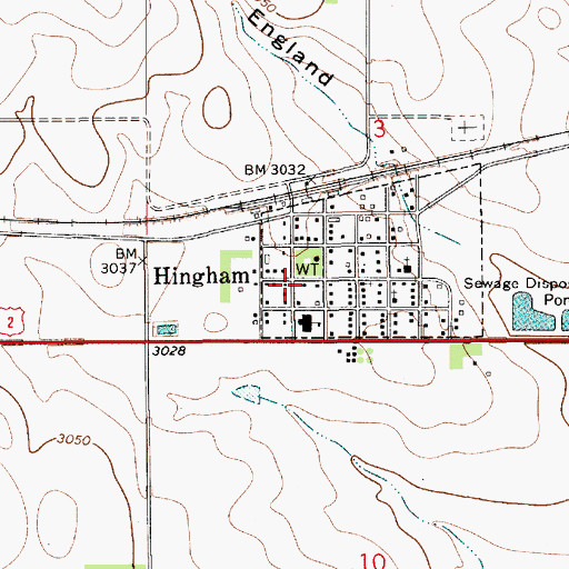 Topographic Map of Hingham Post Office, MT