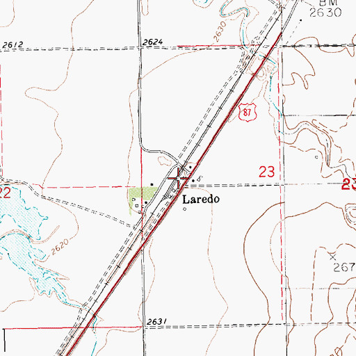 Topographic Map of Laredo Post Office (historical), MT