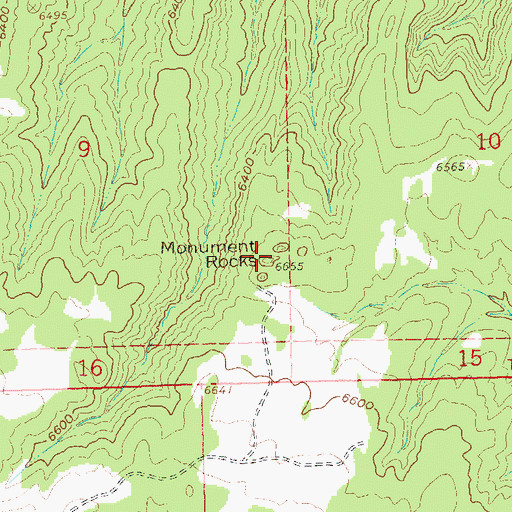 Topographic Map of Monument Rocks, CO