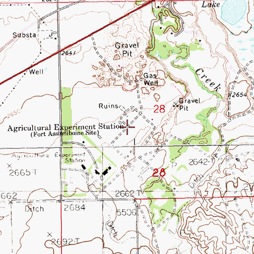 Topographic Map of Fort Assinniboine Post Office (historical), MT