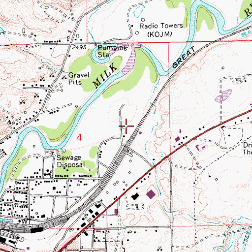 Topographic Map of Riverside Trailer Court, MT