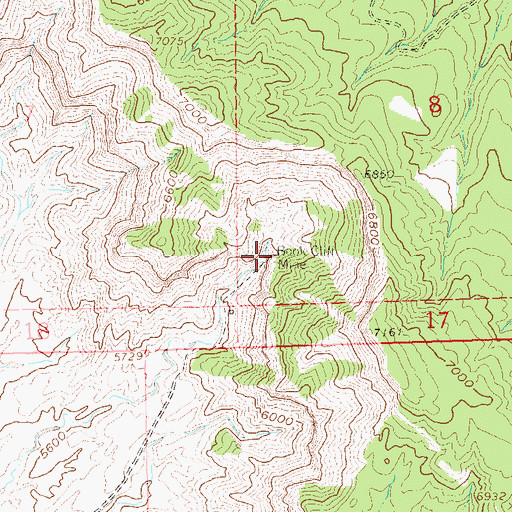 Topographic Map of Book Cliff Mine, CO