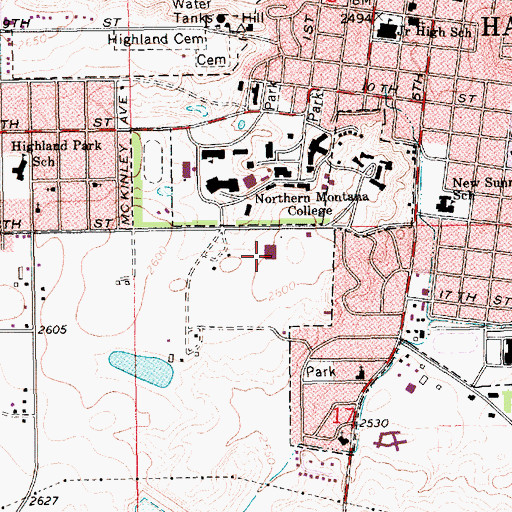 Topographic Map of Northern Montana Long Term Care, MT
