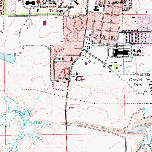 Topographic Map of Northern Montana Care Center, MT