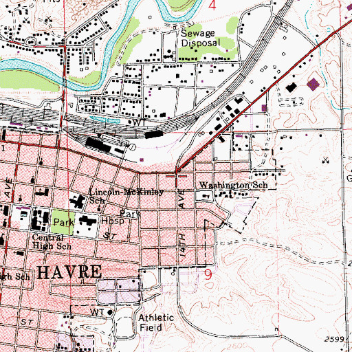 Topographic Map of Havre RV Park, MT